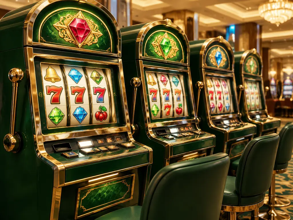 Mesin slot casino dengan panel simbol berwarna